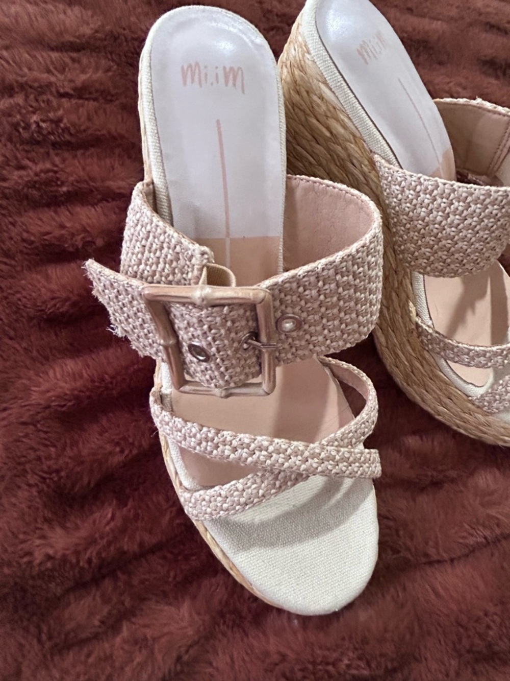 MI.IM: EDWINA PLATFORM WEDGE SANDAL - NATURAL RAFFIA-SIZE 10-NWOT - Picture 4 of 6